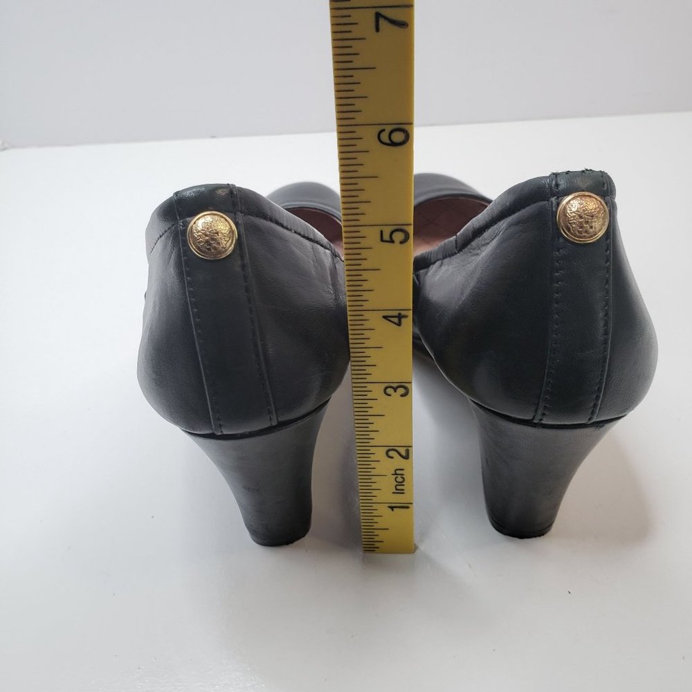 Vince Camuto Slip On Wedge Shoes Sz 8.5 Black Leather Comfort Heeled Dress Shoe - Picture 5 of 11